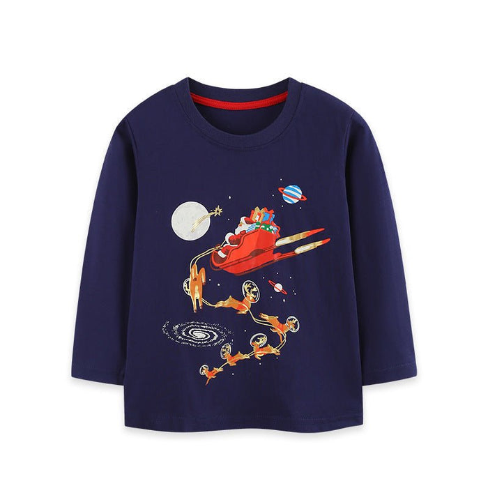 Toddler/Kid Christmas Space Graphic Long Sleeve Tee