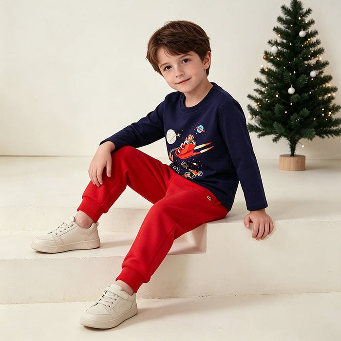 Toddler/Kid Christmas Space Graphic Long Sleeve Tee