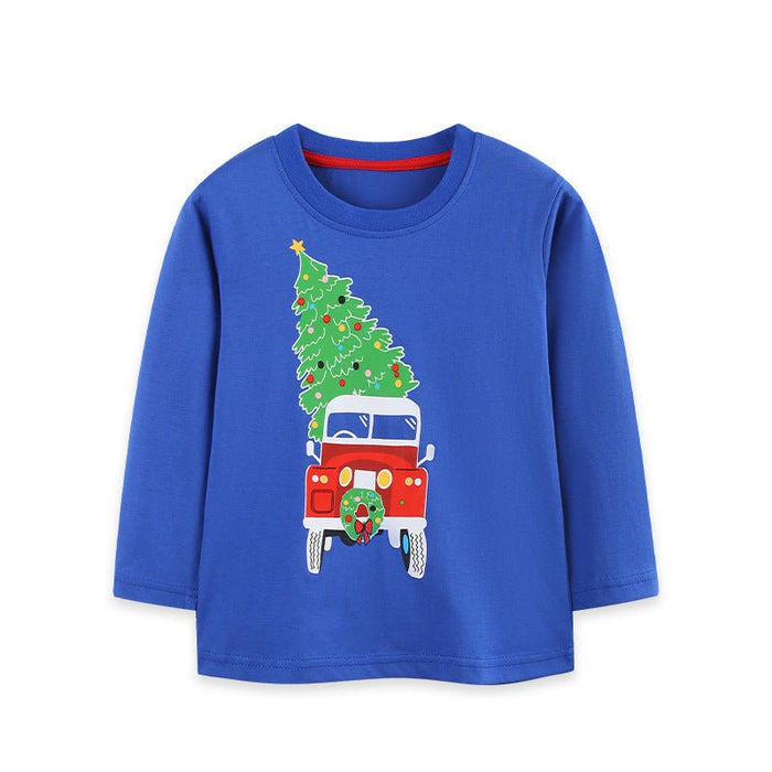 Toddler/Kid Christmas Truck Tree Print Long Sleeve Tee