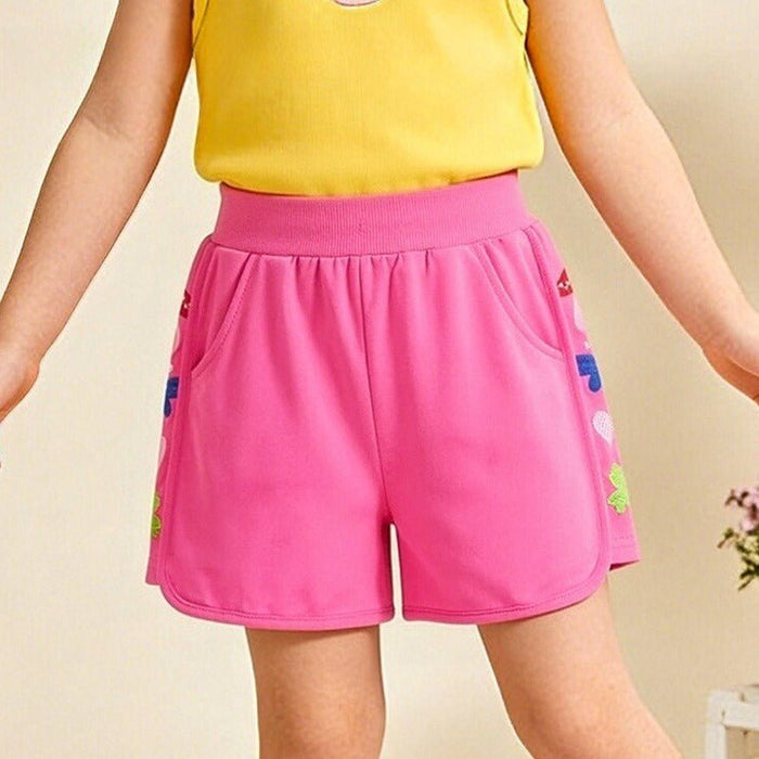 Toddler/Kid Color Floral Embroidery Pink Shorts