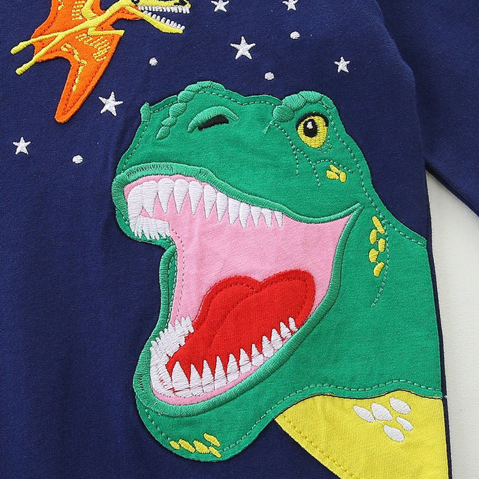 Toddler/Kid Colorful Dinosaur Embroidery Design Sweatshirt and Pants Set