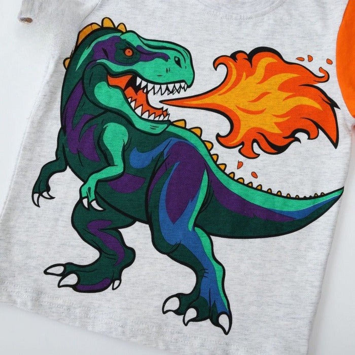 Toddler/Kid Colorful Dinosaur Flame Print Cotton T-Shirt