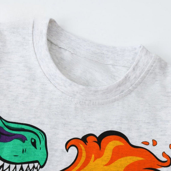 Toddler/Kid Colorful Dinosaur Flame Print Cotton T-Shirt