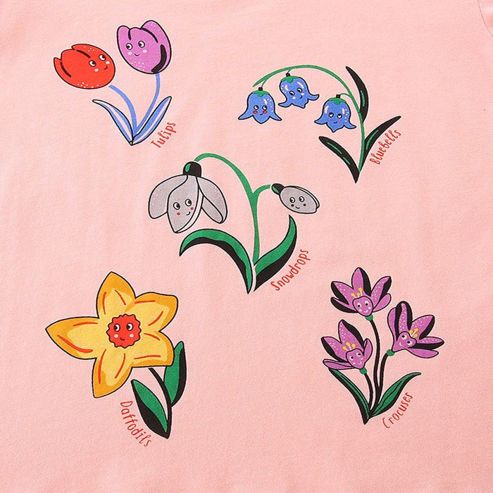 Toddler/Kid Cute Flower Print Short Sleeve Cotton T-Shirt