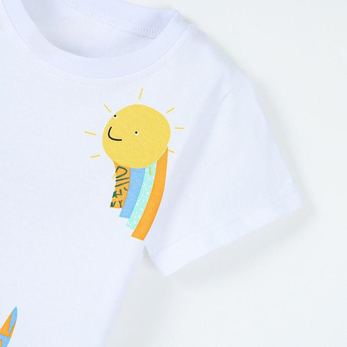 Toddler/Kid Dinosaur Casual Short Sleeve White Tee