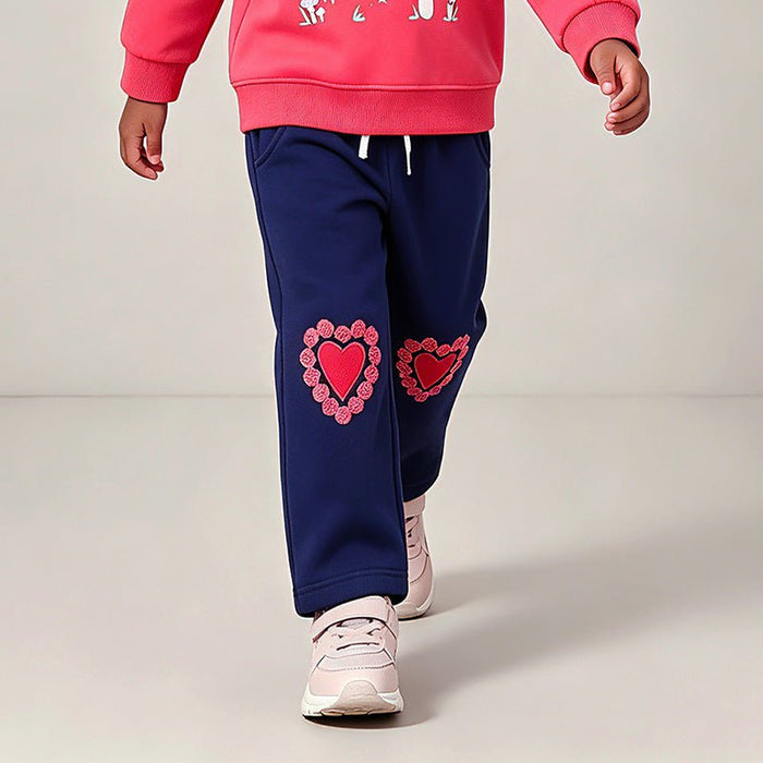 Toddler/Kid Double Heart Appliques Drawstring Casual Pants