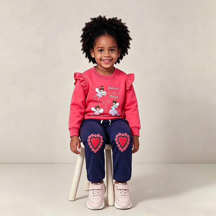 Toddler/Kid Double Heart Appliques Drawstring Casual Pants
