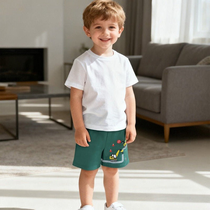 Toddler/Kid Excavator Print Drawstring Casual Shorts