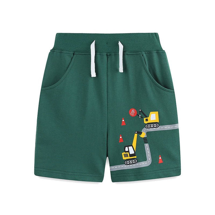 Toddler/Kid Excavator Print Drawstring Casual Shorts