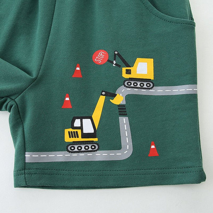 Toddler/Kid Excavator Print Drawstring Casual Shorts