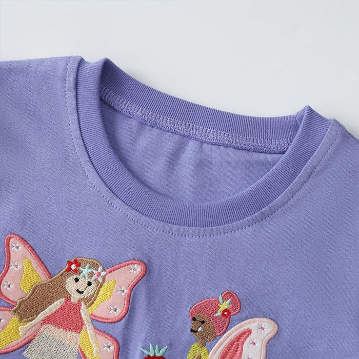Toddler/Kid Fairy Embroidery Purple Short Sleeve Tee