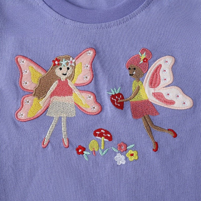 Toddler/Kid Fairy Embroidery Purple Short Sleeve Tee