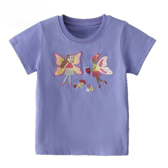 Toddler/Kid Fairy Embroidery Purple Short Sleeve Tee
