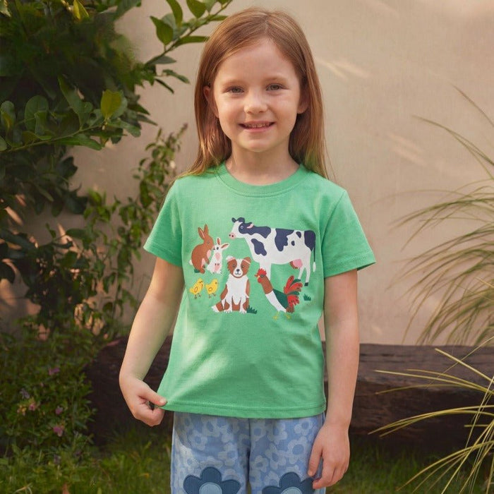 Toddler/Kid Farm Animal Print Green Tee