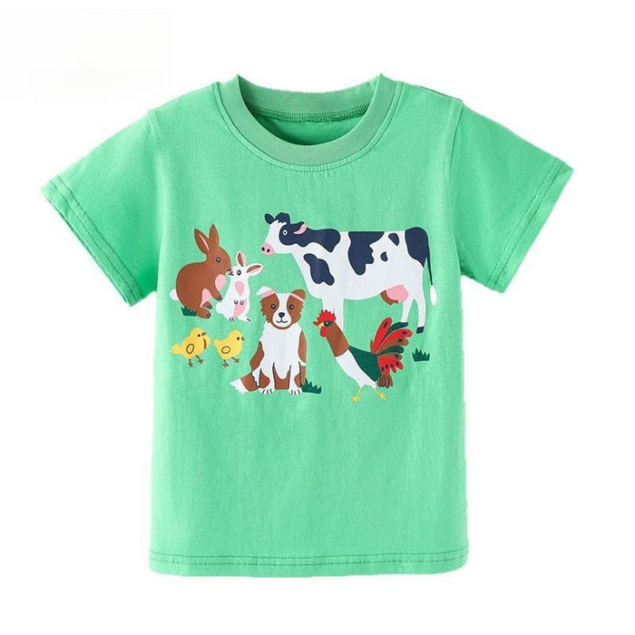 Toddler/Kid Farm Animal Print Green Tee