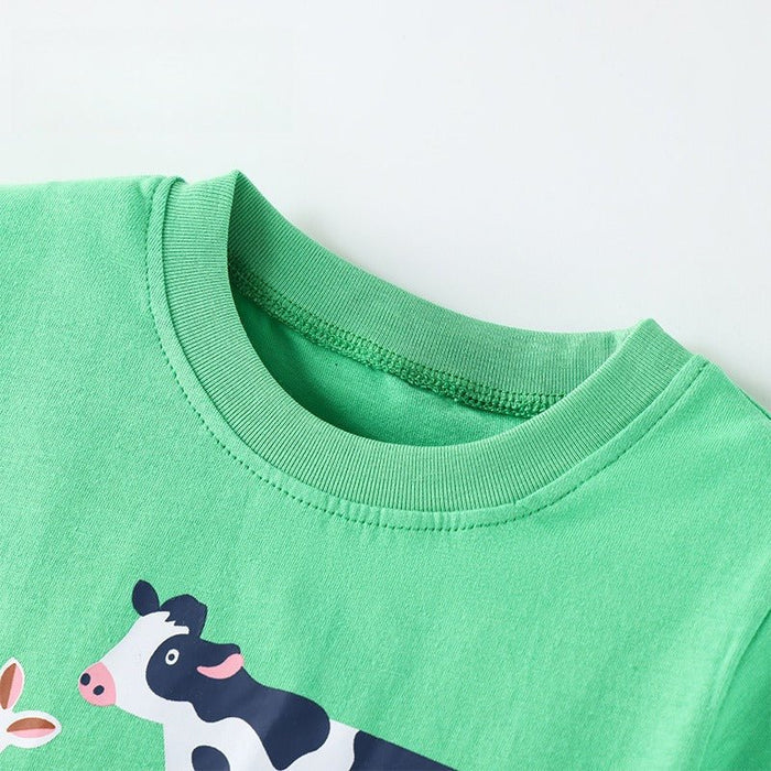 Toddler/Kid Farm Animal Print Green Tee