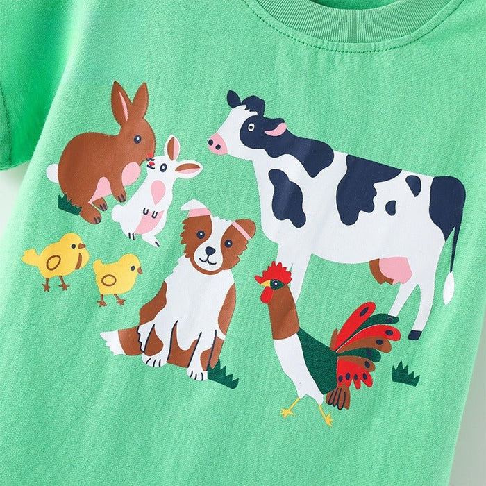 Toddler/Kid Farm Animal Print Green Tee