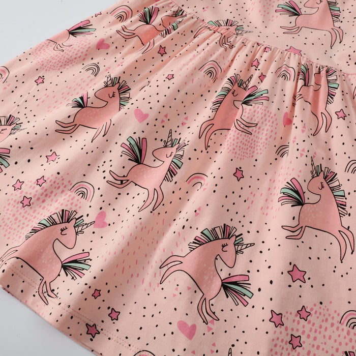Toddler/Kid Girl Allover Unicorn Print Pink Dress