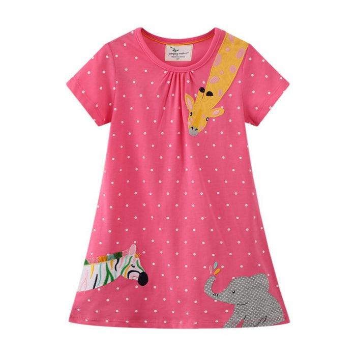 Toddler/Kid Girl Animals Print Polka Dot Dress