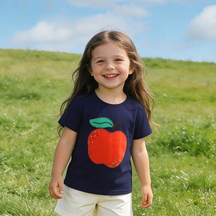 Toddler/Kid Girl Apple Design Short Sleeve Top