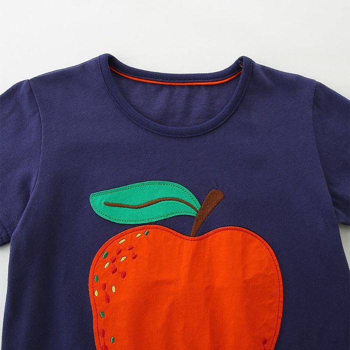 Toddler/Kid Girl Apple Design Short Sleeve Top