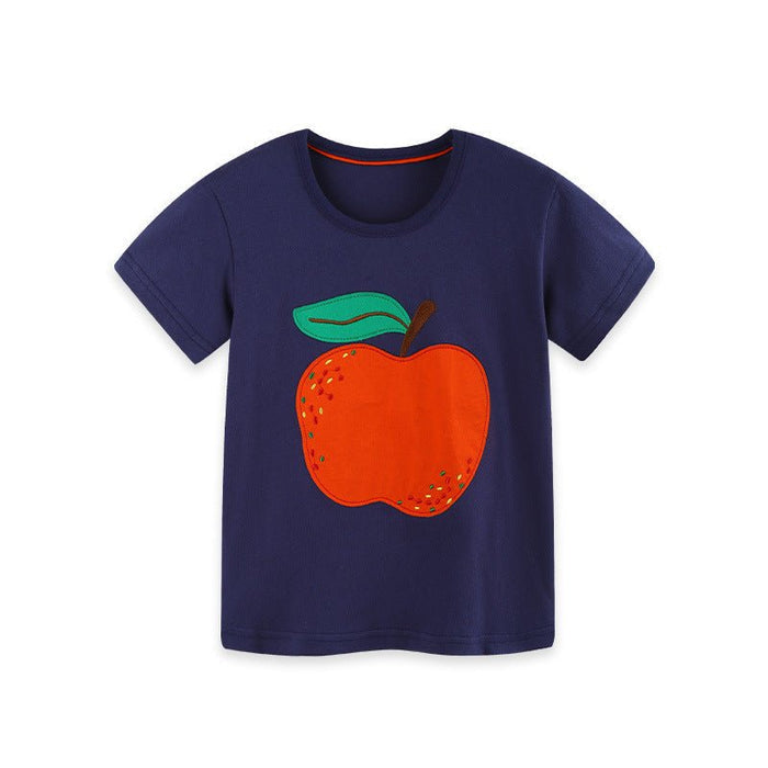 Toddler/Kid Girl Apple Design Short Sleeve Top