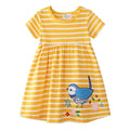 Toddler/Kid Girl Birdie + Florals Yellow Stripes Dress