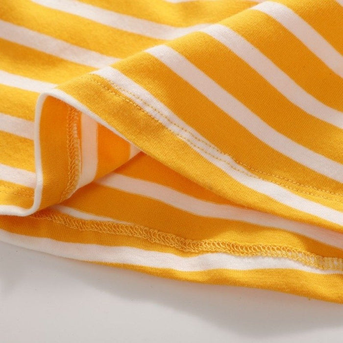 Toddler/Kid Girl Birdie + Florals Yellow Stripes Dress