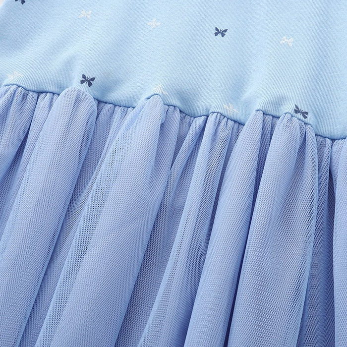 Toddler/Kid Girl Blue Tulle Dress with Butterfly Print Design