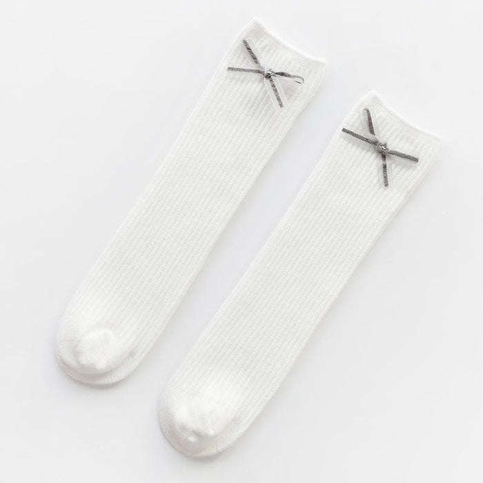 Toddler/Kid Girl Bowknot Solid Color Stockings (6 Colors)