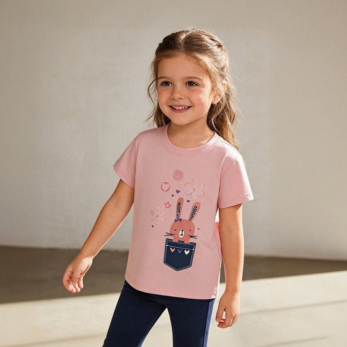 Toddler/Kid Girl Bunny Design Pink Summer Top