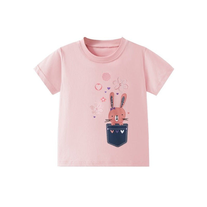 Toddler/Kid Girl Bunny Design Pink Summer Top