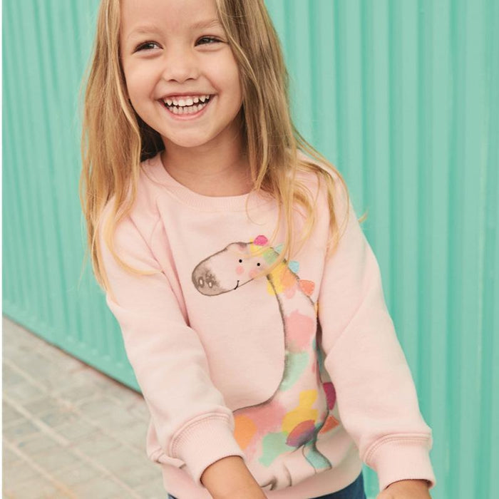 Toddler Girls Cartoon Giraffe Pattern Sweater - Kidsyard Greenland