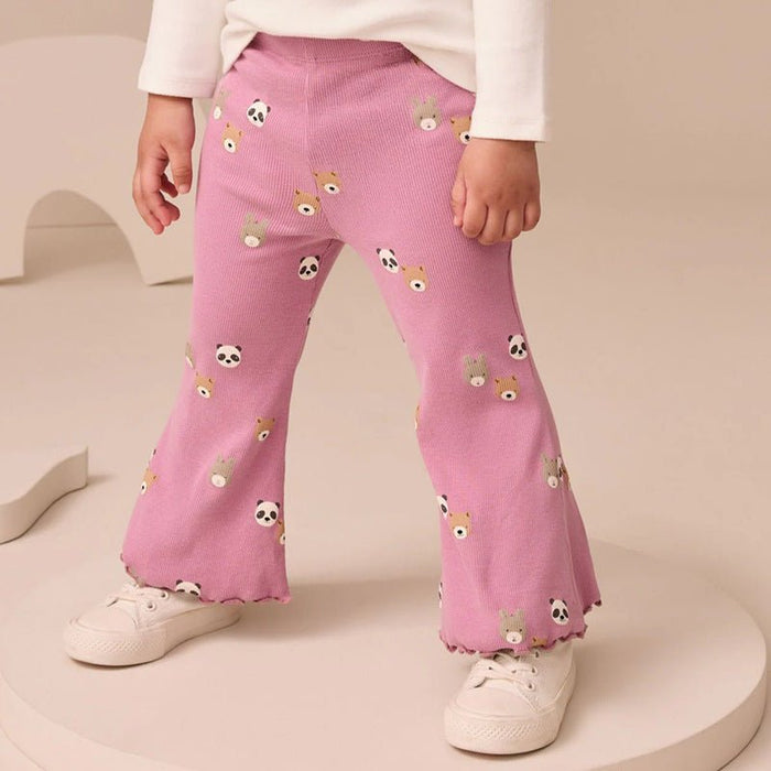 Toddler/Kid Girl Cartoon Panda and Bear Print Design Pink Leggings