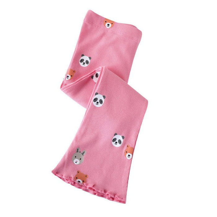 Toddler/Kid Girl Cartoon Panda and Bear Print Design Pink Leggings