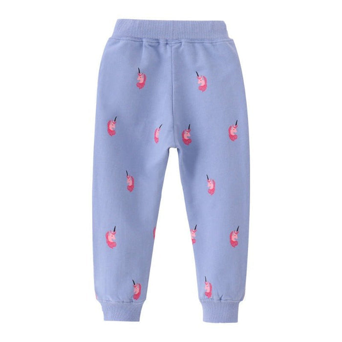 Toddler/Kid Girl Cartoon Unicorn Print Design Blue Pants