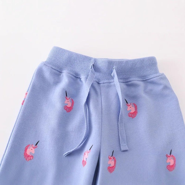 Toddler/Kid Girl Cartoon Unicorn Print Design Blue Pants