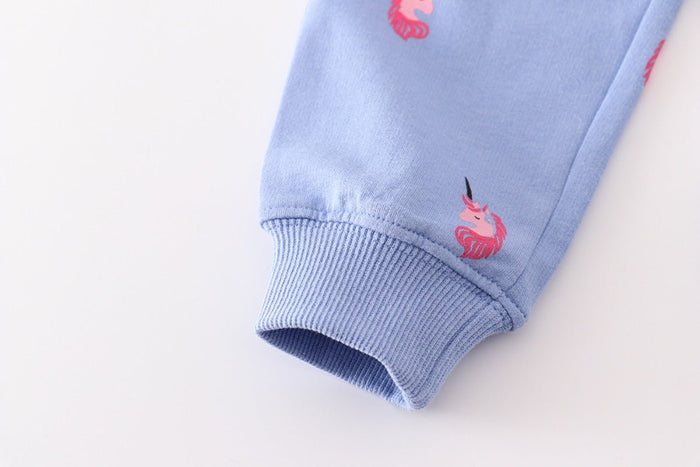 Toddler/Kid Girl Cartoon Unicorn Print Design Blue Pants
