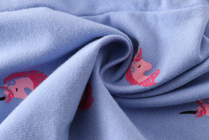 Toddler/Kid Girl Cartoon Unicorn Print Design Blue Pants