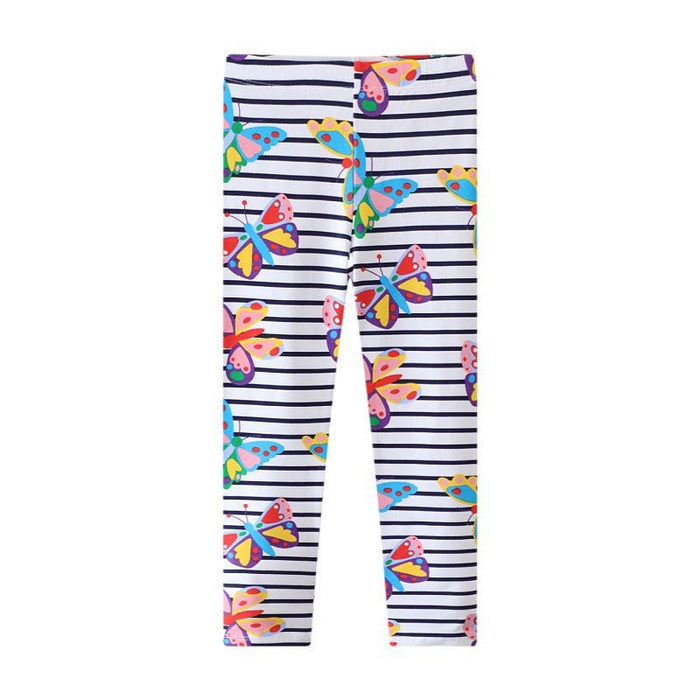Toddler/Kid Girl Colorful Butterfly Print Stripes Leggings
