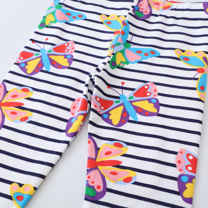 Toddler/Kid Girl Colorful Butterfly Print Stripes Leggings