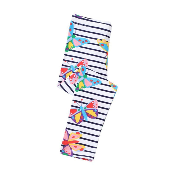 Toddler/Kid Girl Colorful Butterfly Print Stripes Leggings