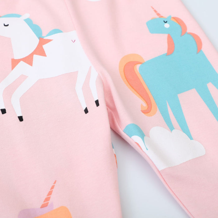 Toddler/Kid Girl Colorful Unicorns Print Pink Leggings