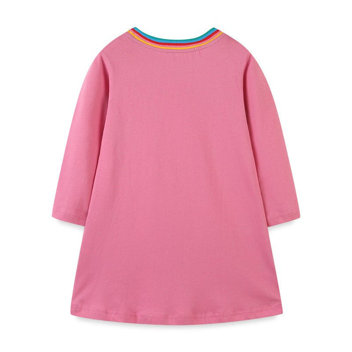 Toddler/Kid Girl Cute Animals/Rainbow Neckline Long Sleeve Dress