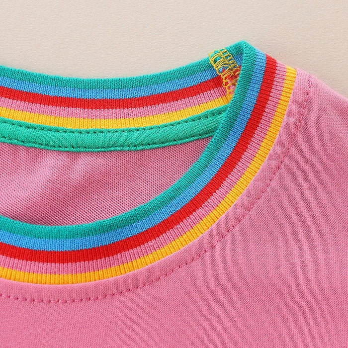 Toddler/Kid Girl Cute Animals/Rainbow Neckline Long Sleeve Dress