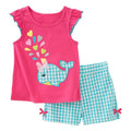 Toddler/Kid Girl Dolphin Print Ruffled Sleeves Top and Shorts Set