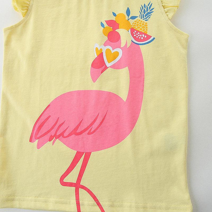 Toddler/Kid Girl Flamingo Print Top and Shorts Set
