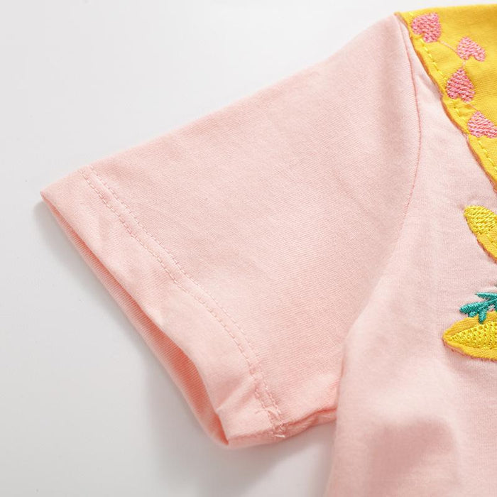 Two Giraffe Pattern Embroidery for Toddler Girl - Kidsyard Greenland