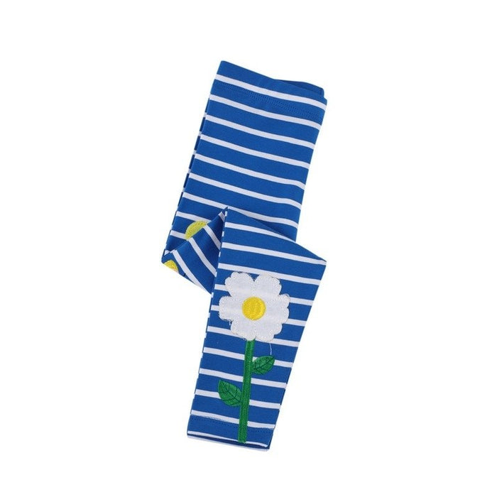 Toddler/Kid Girl Flower Print Blue Stripes Leggings