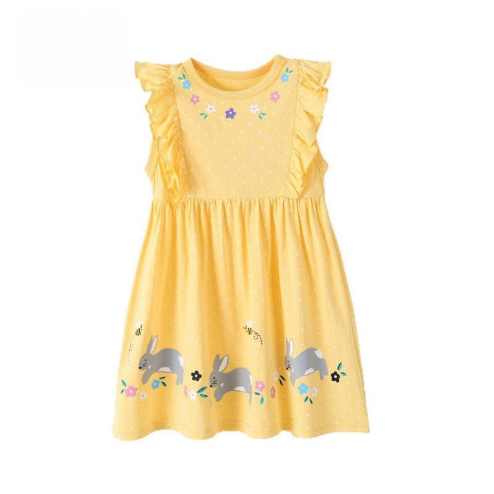 Toddler/Kid Girl Flutter Sleeve Rabbit Kids Dress